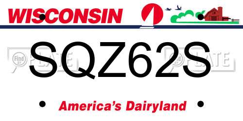 SQZ62S Wisconsin License Plate