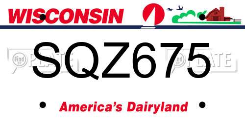 SQZ675 Wisconsin License Plate