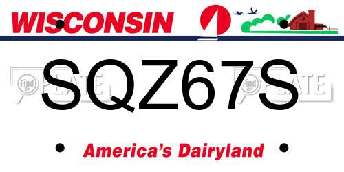 SQZ67S Wisconsin License Plate