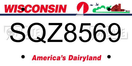 SQZ8569 Wisconsin License Plate