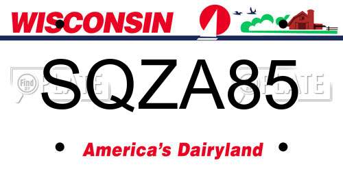 SQZA85 Wisconsin License Plate