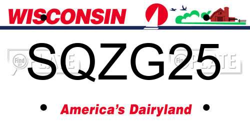 SQZG25 Wisconsin License Plate