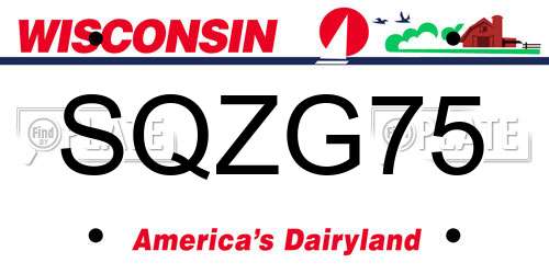 SQZG75 Wisconsin License Plate