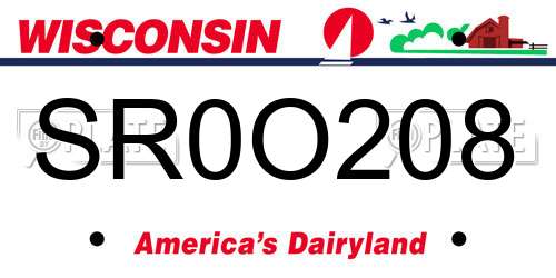 SR0O208 Wisconsin License Plate