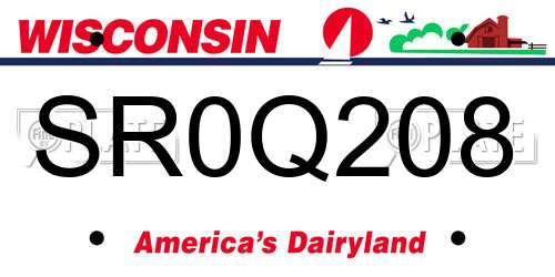 SR0Q208 Wisconsin License Plate