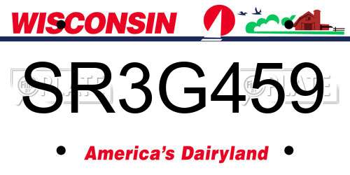 SR3G459 Wisconsin License Plate