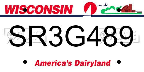 SR3G489 Wisconsin License Plate