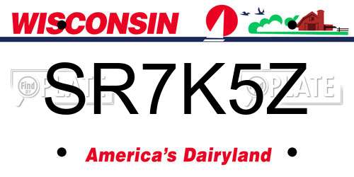 SR7K5Z Wisconsin License Plate
