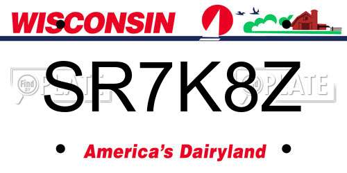 SR7K8Z Wisconsin License Plate