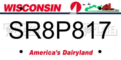 SR8P817 Wisconsin License Plate