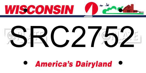 SRC2752 Wisconsin License Plate