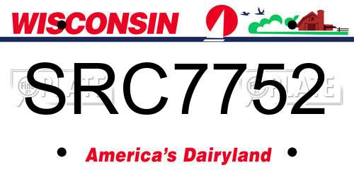 SRC7752 Wisconsin License Plate