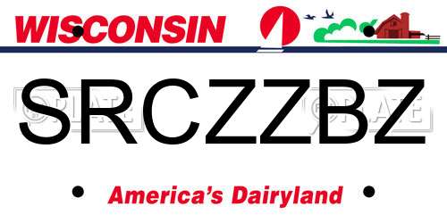 SRCZZBZ Wisconsin License Plate