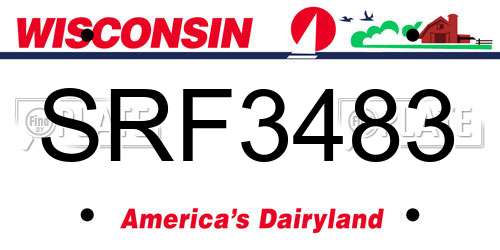 SRF3483 Wisconsin License Plate