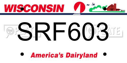 SRF603 Wisconsin License Plate