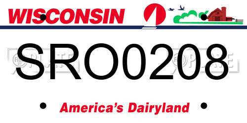 SRO0208 Wisconsin License Plate