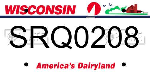 SRQ0208 Wisconsin License Plate
