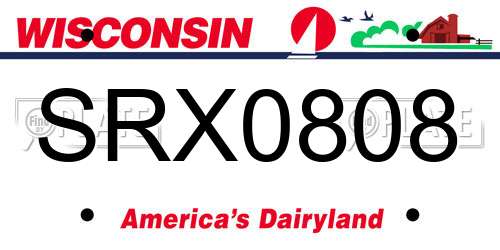 SRX0808 Wisconsin License Plate