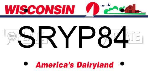 SRYP84 Wisconsin License Plate