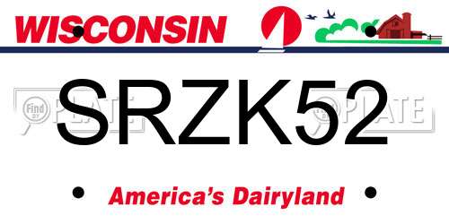 SRZK52 Wisconsin License Plate