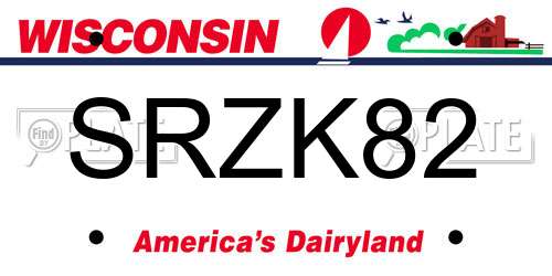 SRZK82 Wisconsin License Plate