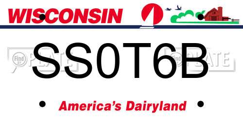 SS0T6B Wisconsin License Plate