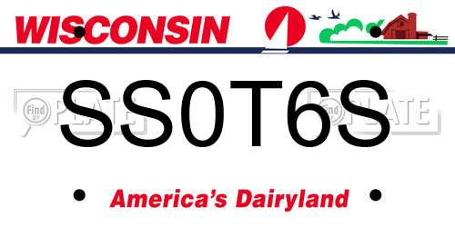 SS0T6S Wisconsin License Plate
