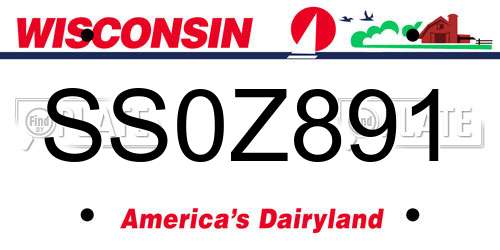 SS0Z891 Wisconsin License Plate