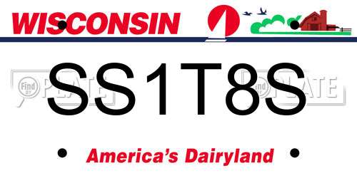 SS1T8S Wisconsin License Plate