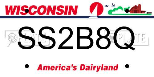 SS2B8Q Wisconsin License Plate