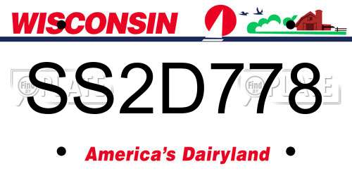 SS2D778 Wisconsin License Plate