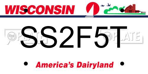 SS2F5T Wisconsin License Plate