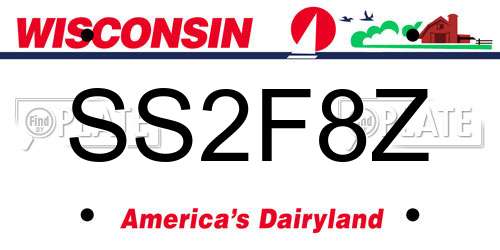 SS2F8Z Wisconsin License Plate