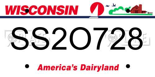 SS2O728 Wisconsin License Plate