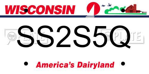 SS2S5Q Wisconsin License Plate