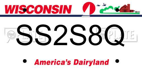 SS2S8Q Wisconsin License Plate