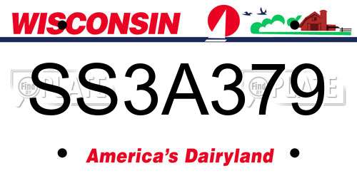 SS3A379 Wisconsin License Plate