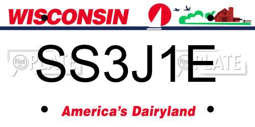 SS3J1E Wisconsin License Plate