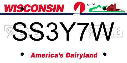 SS3Y7W Wisconsin License Plate