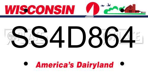 SS4D864 Wisconsin License Plate