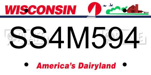 SS4M594 Wisconsin License Plate