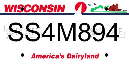 SS4M894 Wisconsin License Plate