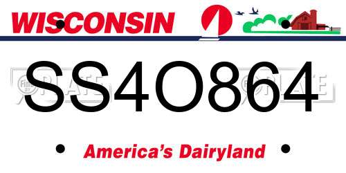 SS4O864 Wisconsin License Plate