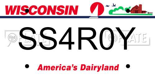 SS4R0Y Wisconsin License Plate