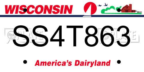 SS4T863 Wisconsin License Plate