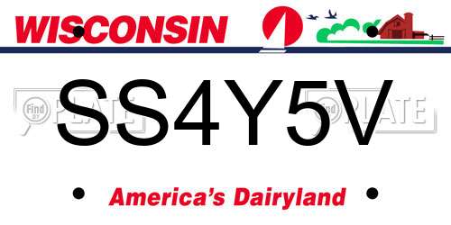SS4Y5V Wisconsin License Plate
