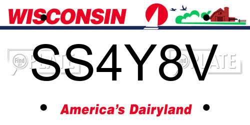 SS4Y8V Wisconsin License Plate