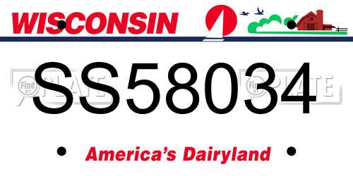 SS58034 Wisconsin License Plate