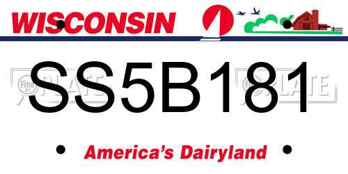 SS5B181 Wisconsin License Plate
