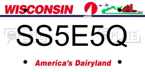 SS5E5Q Wisconsin License Plate